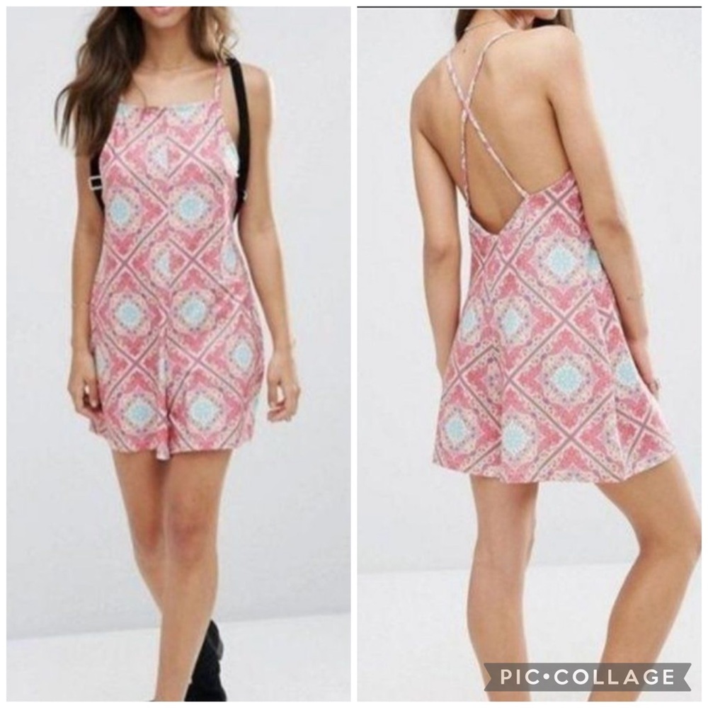 ASOS 90’s Y2K Strappy Back Romper Scarf Floral X Small 2